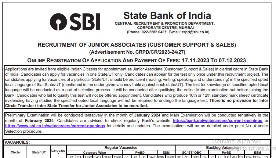 SBI Clerk Recruitment 2023